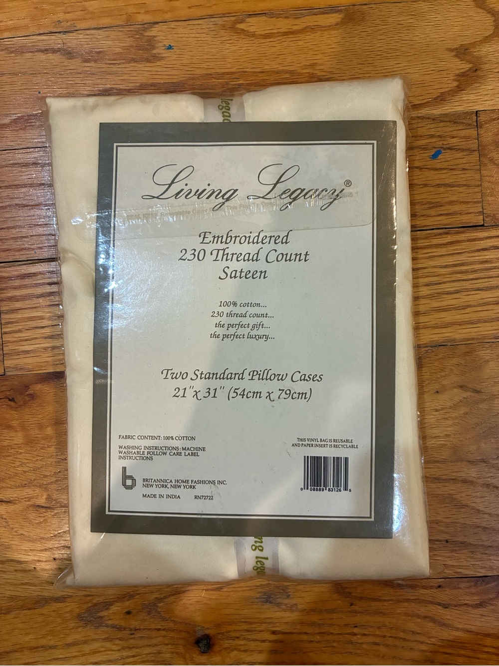 NWT Living Legacy Embroidered Sateen Pillowcases - Cream